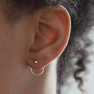 Gold Tone Ball Circle Jacket Stud Earrings